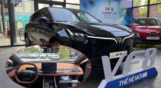 Ảnh thực tế VinFast VF 8 thế hệ mới với tùy chọn nội thất màu nâu - đen: Khoang cabin trông sang hơn hẳn